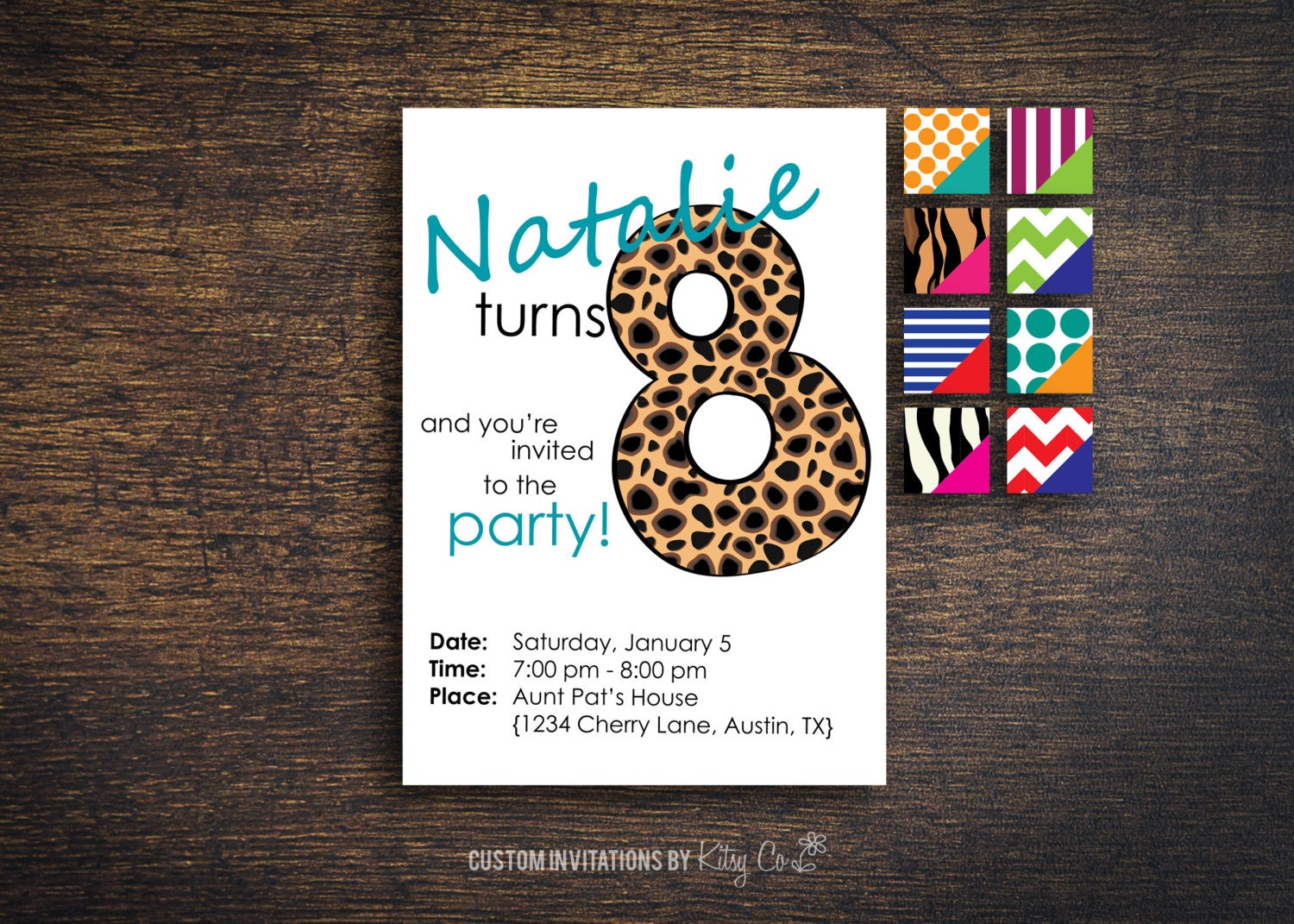 8th Birthday Invitation Kids Birthday Printable Digital