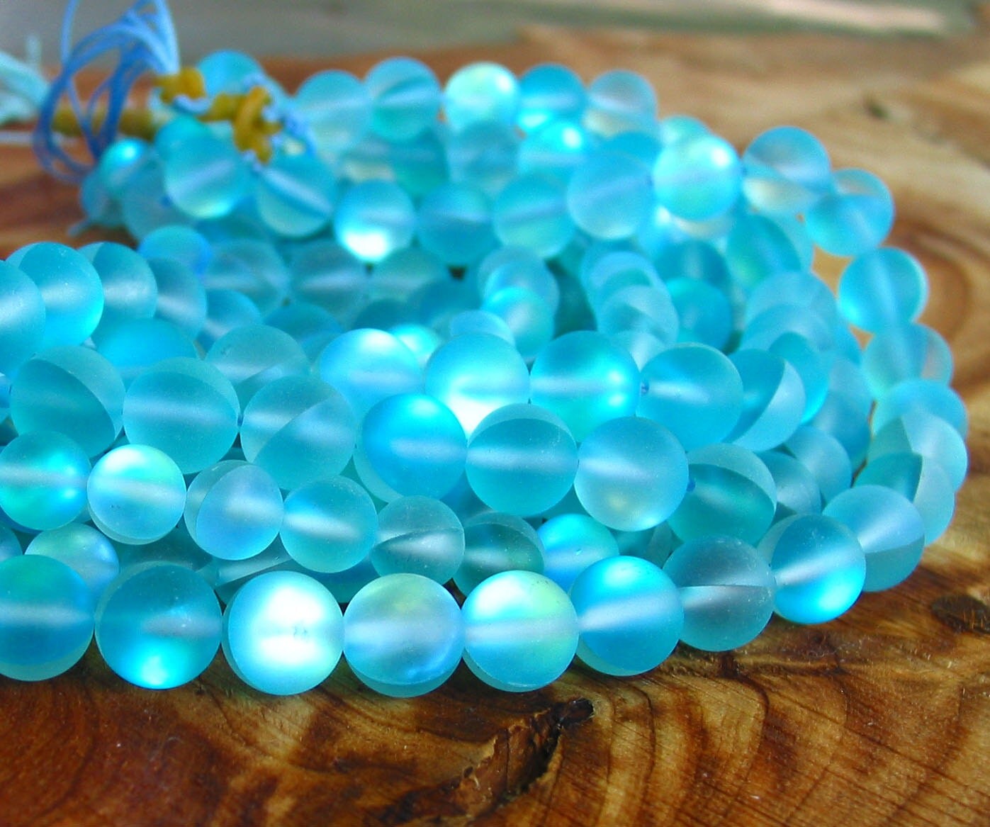 15 Foiled Iridescent Glowing  Crystal  6mm 8mm 10mm Aqua