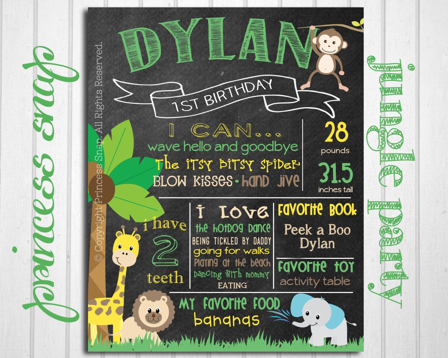 Jungle First Birthday Chalkboard Jungle 1st Birthday Chalk