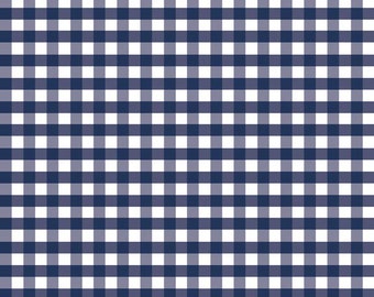 Navy Blue Gingham Fabric by Riley Blake. Medium (1/4 inch). Perfect for baby, nursery & quilts. 100% cotton c450-21