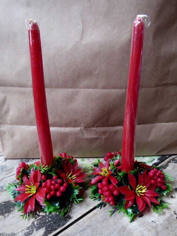 Vintage New Candle Holders Plastic Pair of by CreativeWorkStudios