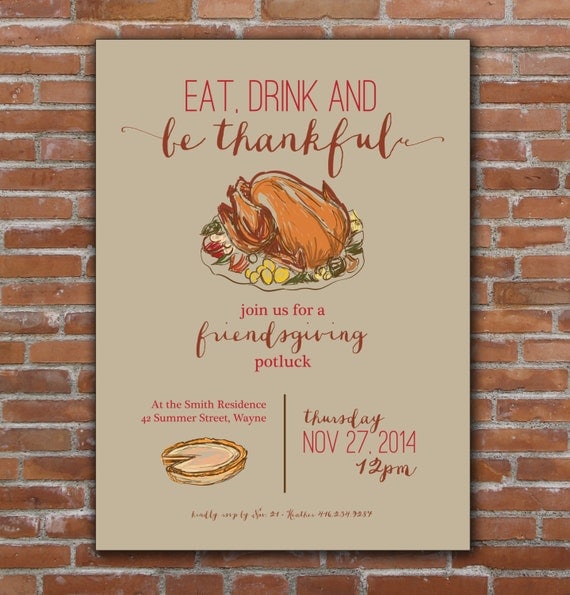 Thanksgiving Potluck Invitation Template Free Printable 10