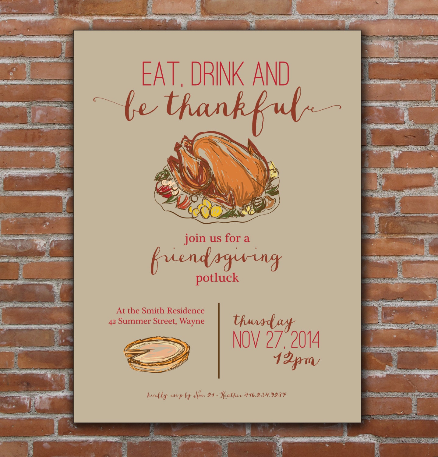 Thanksgiving Friendsgiving Invitation Custom Printable