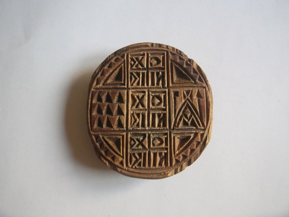 antique hand carved wooden Orthodox bread seal prosphora