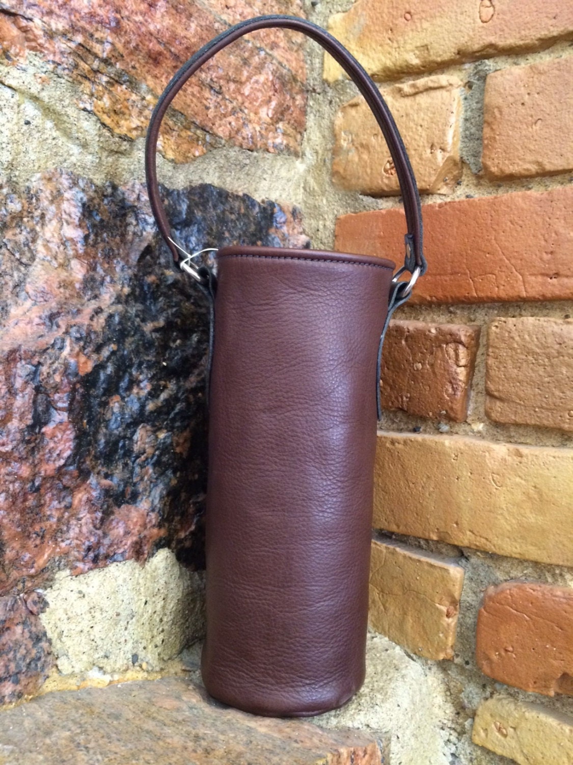 Lovely leather wine bottle carrier