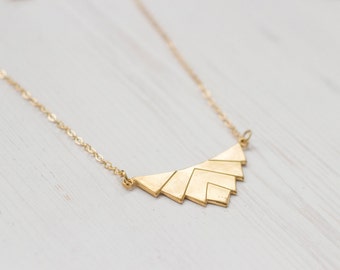 Geometric Chevron Brass Necklace
