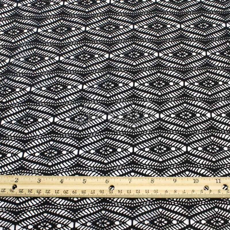 Geometric Pattern Lace | black open knit hexagonal geometric lace fabric by the yard Geometric Pattern Lace | black open knit hexagonal geometric lace fabric by the yard
