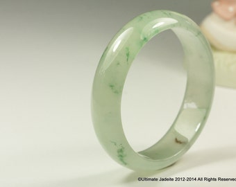 Reputable Certified Jadeite Jade Bangle Bracelet - Highly Translucent Scattered Flower 59mm (Grade-A Jade)