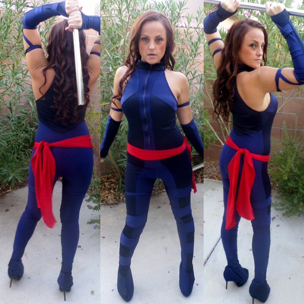 Sexy 2 tone Betsy Braddock Psylocke Pant Jumpsuit cosplay