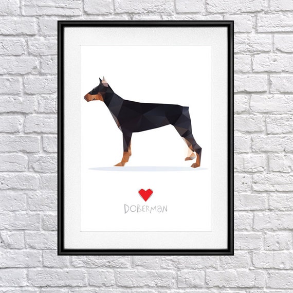 Items similar to Dobermann Digital Poster Print, Wall Decor on Etsy