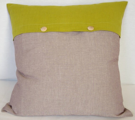 Items similar to Pillow, Pillow with buttons, Pillow cover, Linen pillow cover, 18x18 on Etsy