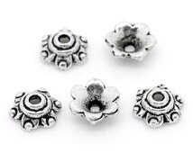 1 Box Antique Silver Tibetan Style Alloy Flower Bead Caps – Mixed Styles – 7~10mm X 4~10mm