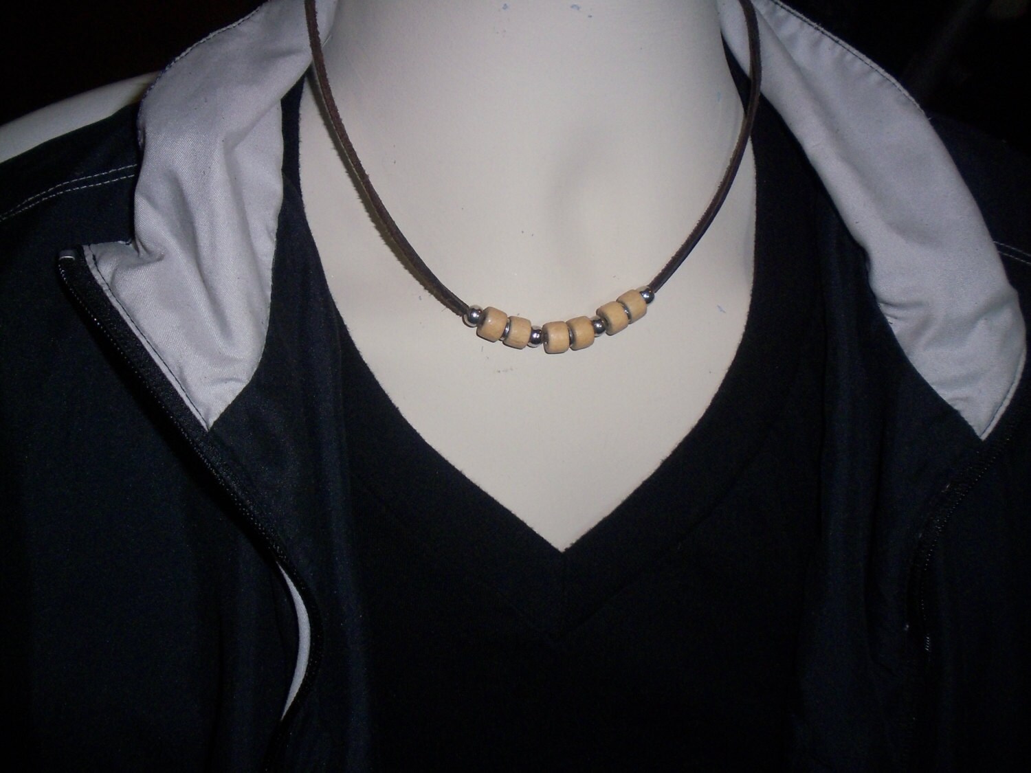 mens leather necklace surfer necklace tibetan by OriginalArtt