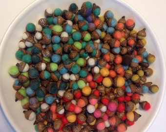 Twisted Woolly Acorn Assorted, Felted Acorns, Natural Decor