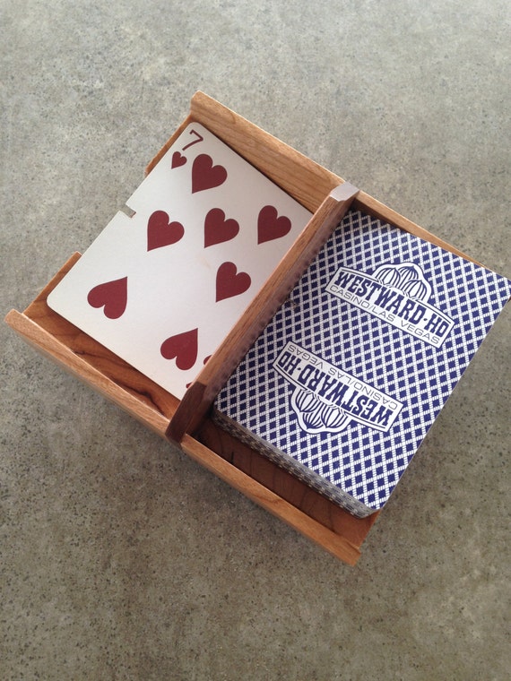 Canasta Tray Wooden Playing Card Dispenser Rotating Playing