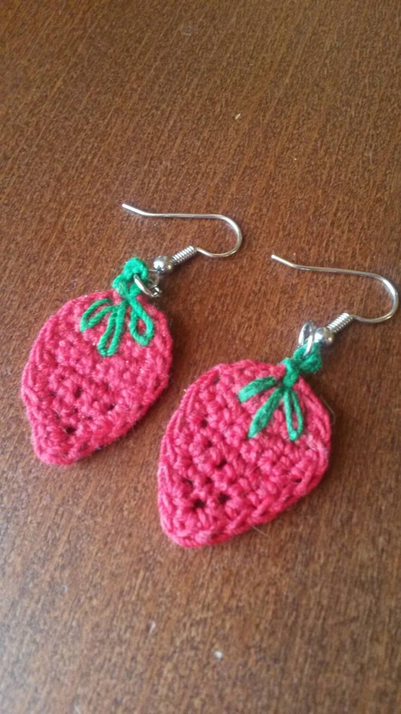 Items similar to Crochet Strawberry Earrings on Etsy
