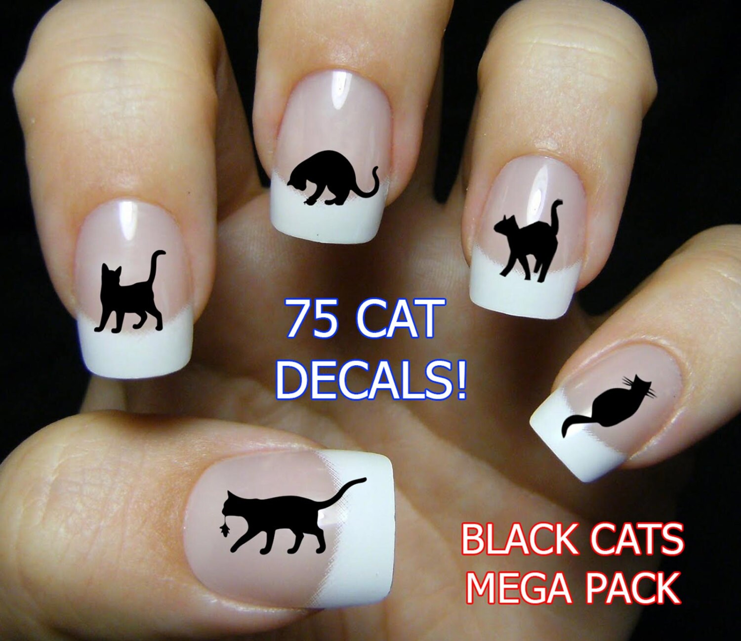 Free Shipping 75 BLACK CATS BC3 Nail Art Water by NorthofSalem