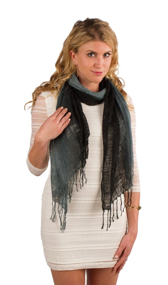 Items similar to Black and Gray Scarf, Ombre Scarf for Women in Black and Grey, Black Scarf