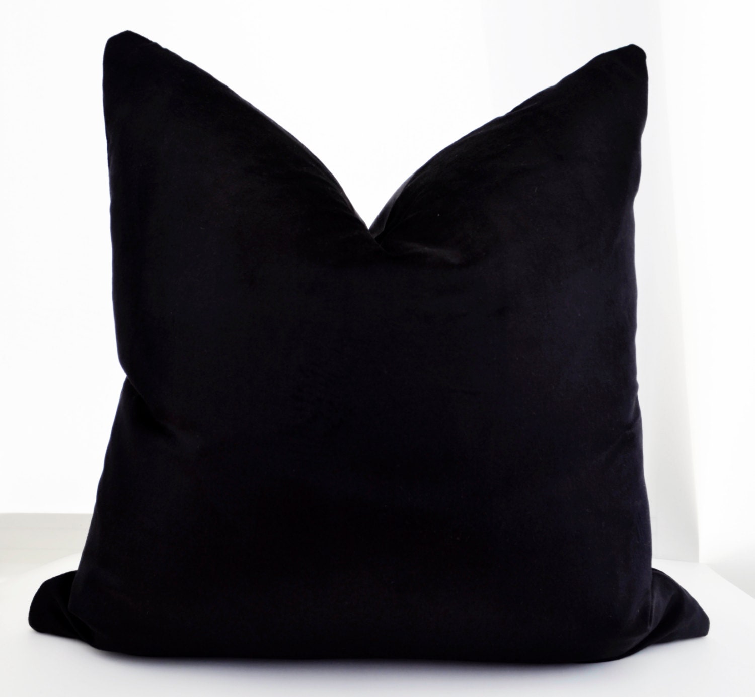 Black Velvet Pillow Cover Solid Black Velvet Pillow by LaletDesign