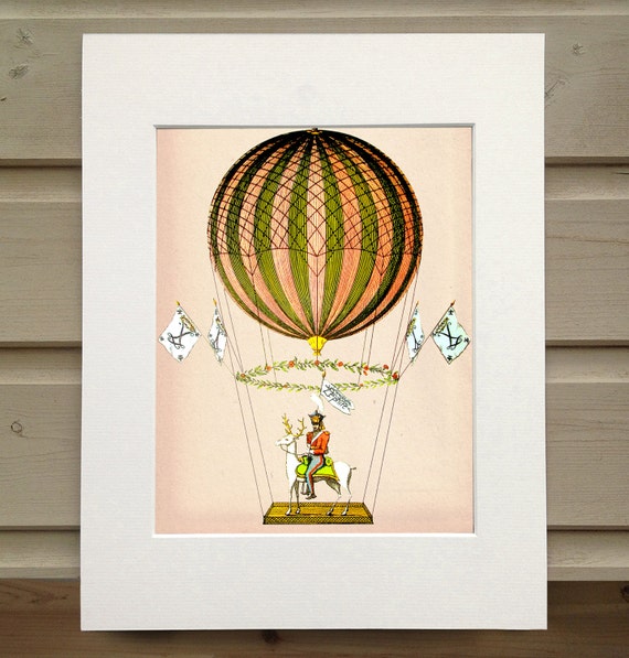 with frame inch mount 18x24 LoopyLolly Print Zephire Hot Air Vintage by Balloon Art Poster