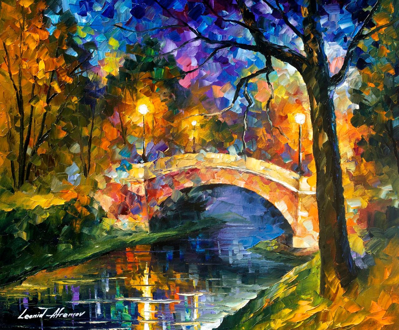 Cool Abstract Art Trees Purple Painting By Leonid Afremov