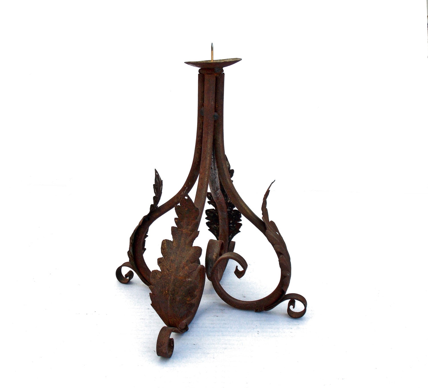 Vintage Old Rustic Iron Candle Holder Candlestick