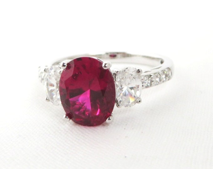 Vintage Pink Topaz Sterling Silver Ring, Topaz & CZs, Engagement Ring, Bridal Jewelry, Size 9