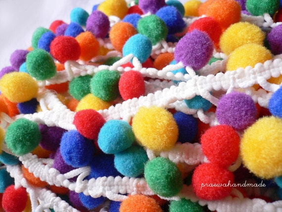 trim rainbow pom pom or Etsy by trim 20 yards on ribbon. pom pom rainbow praewa