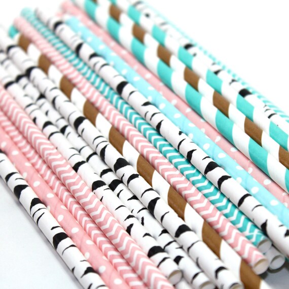 24 CowGirl cow girl Themed birthday party baby shower Straws decorations Pink pal yellow teal red stripes chevron boy scouts cub scouts Il_570xn