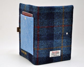 HARRIS TWEED fabric A5 notebook cover - with Passport pocket