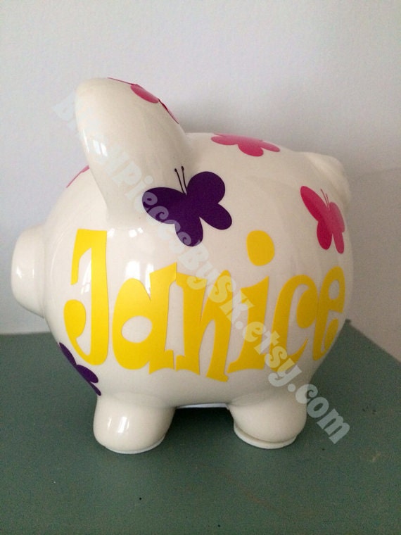 Personalized Piggy Bank by BitsNPiecesBySK on Etsy