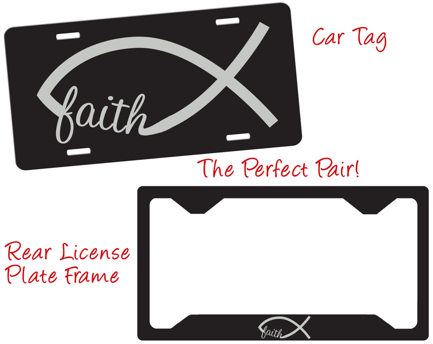 Faith Jesus Fish Car Tag Front License Plate Christian