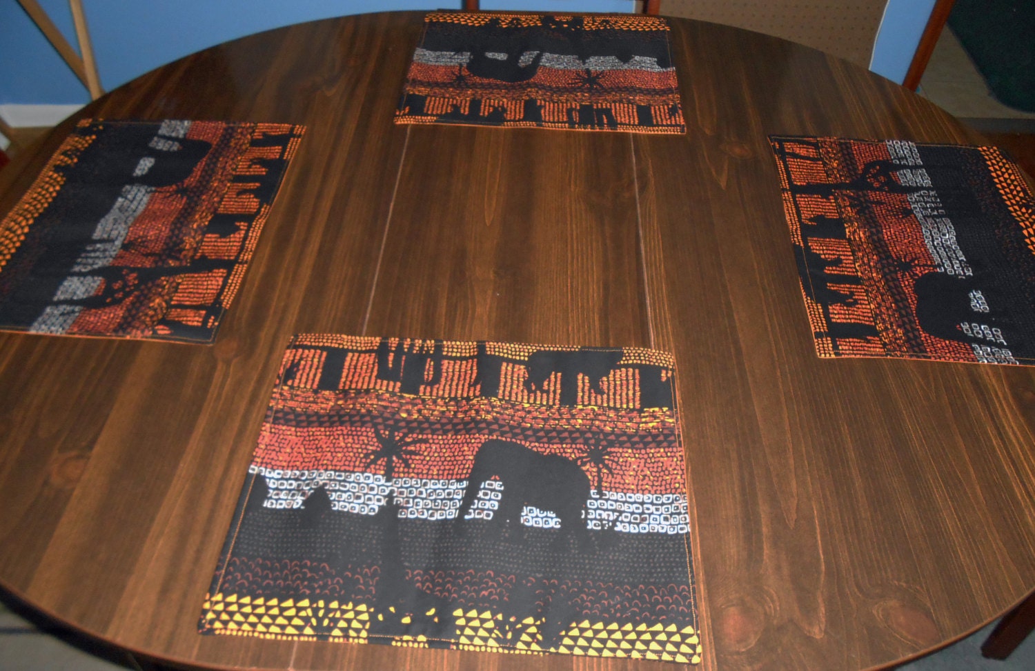 Safari Place mats African safari place mats Black and