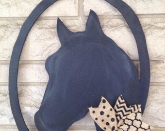 Horse head door hanger/wreath, farmhouse,horse door hanger