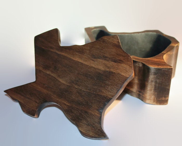 Rustic Texas shaped Pine Bandsaw Box with removeable lid