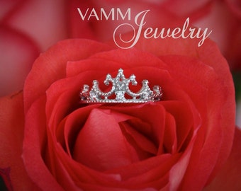 Princess Crown Ring 14k White Gold