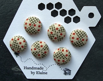 Grey - 1.5cm Handmade Fabric Small Button (Set of 12) 15