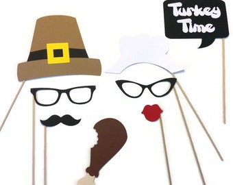 Photo Booth Props-8 Piece Thanksgiving Photo Booth Prop Set