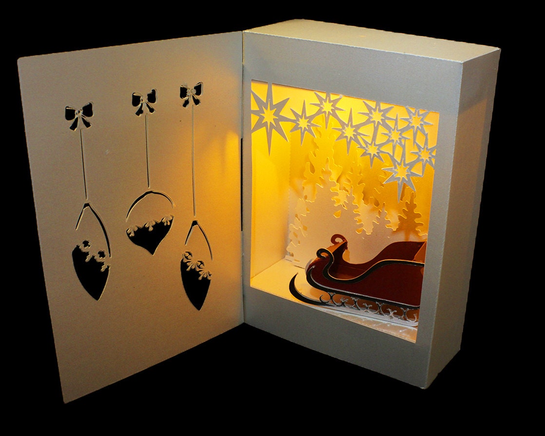 3D SVG Shadow Box Lantern Santa Surprise