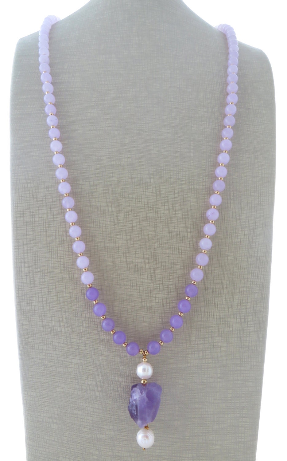 Lavender jade necklace amethyst pendant necklace by Sofiasbijoux