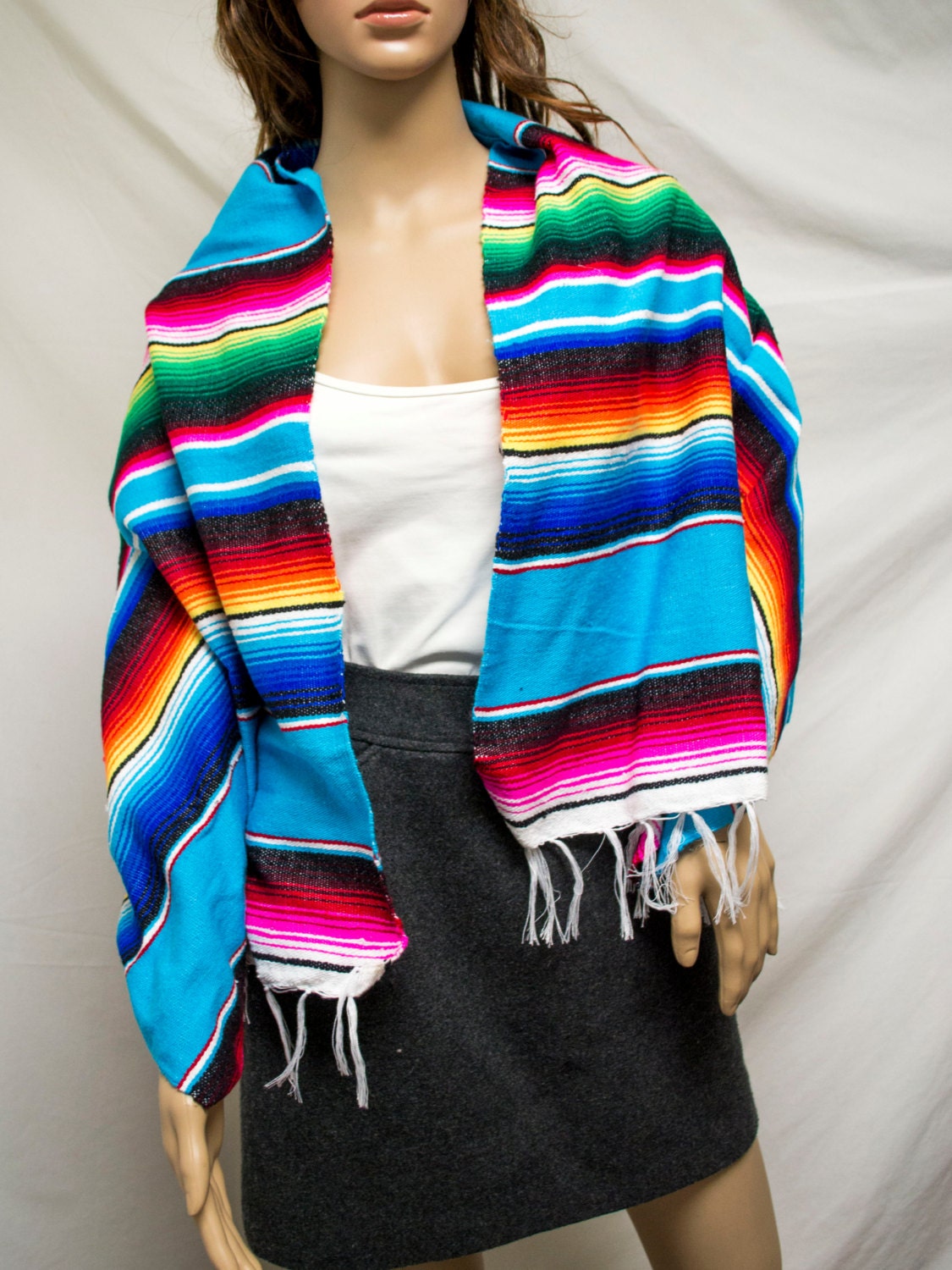 Serape Scarf Mexican scarf.Striped Fringed