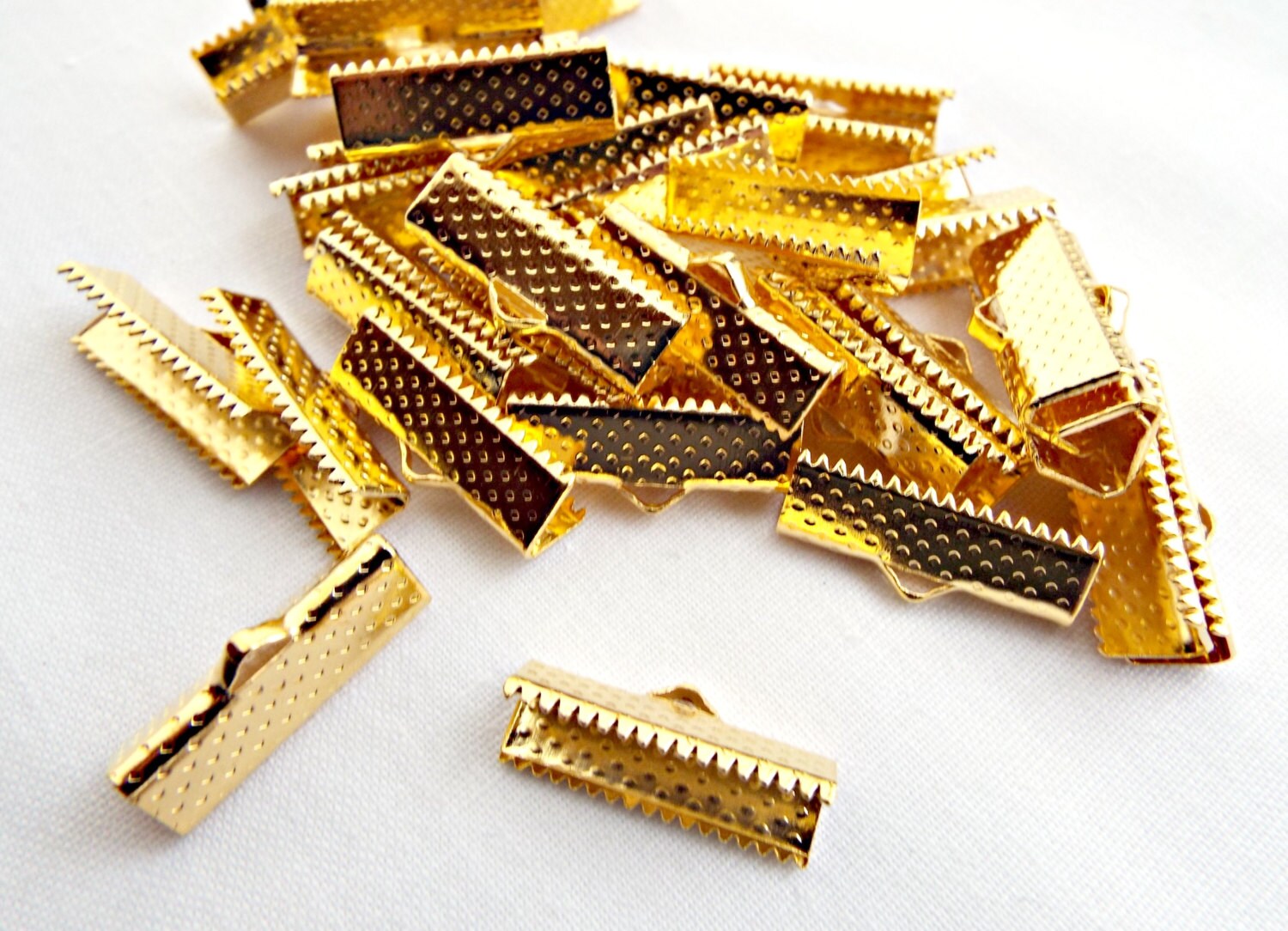 25/50 Ribbon End Crimps Metal Ribbon Ends Gold End Crimps