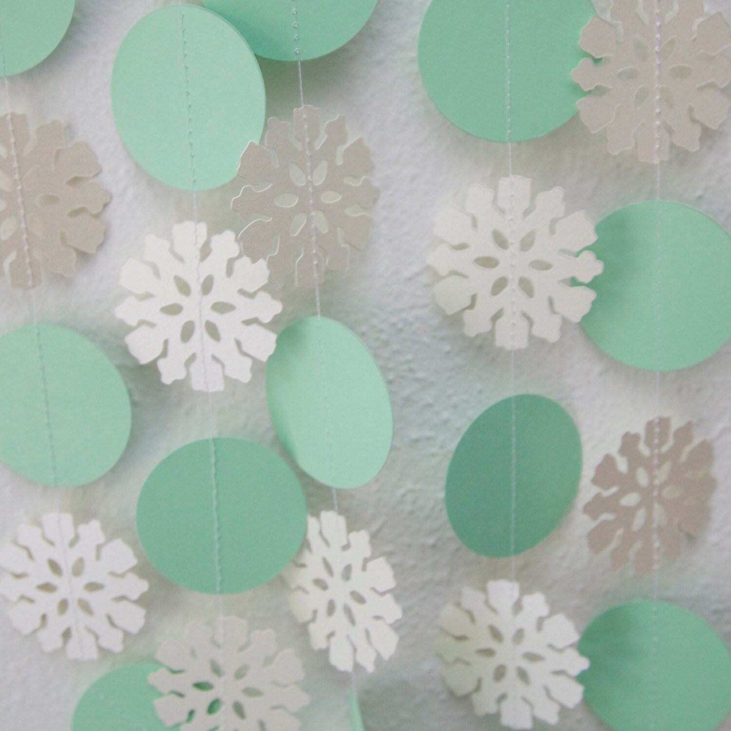 snowflake garland mint green circle garland winter wedding snowflake garland mint green circle garland winter wedding