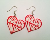 Doctor Who Red Heart Valentines Day Earrings Handmade Plastic Charms