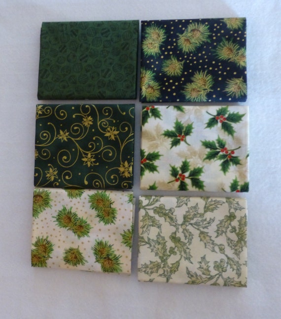Cotton Fabric, Quilt, Home Decor, Christmas Fat Quarter Bundle of 6 ...