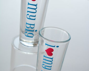 Pair Big Little Sorority Shot Glasses I Love My Big Little