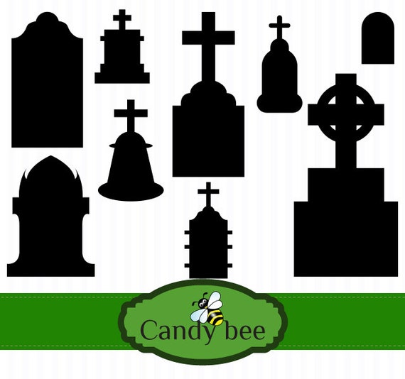 Tombstone silhouettes digital clipart SAJ 407