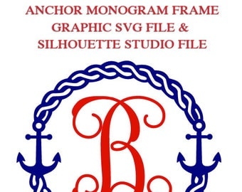 Anchor Monogram Frame File for Cutting Machines | SVG and Silhouette Studio (DXF)