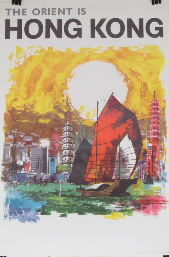 Items similar to Original Vintage Hong Kong Travel Tourism Poster on Etsy