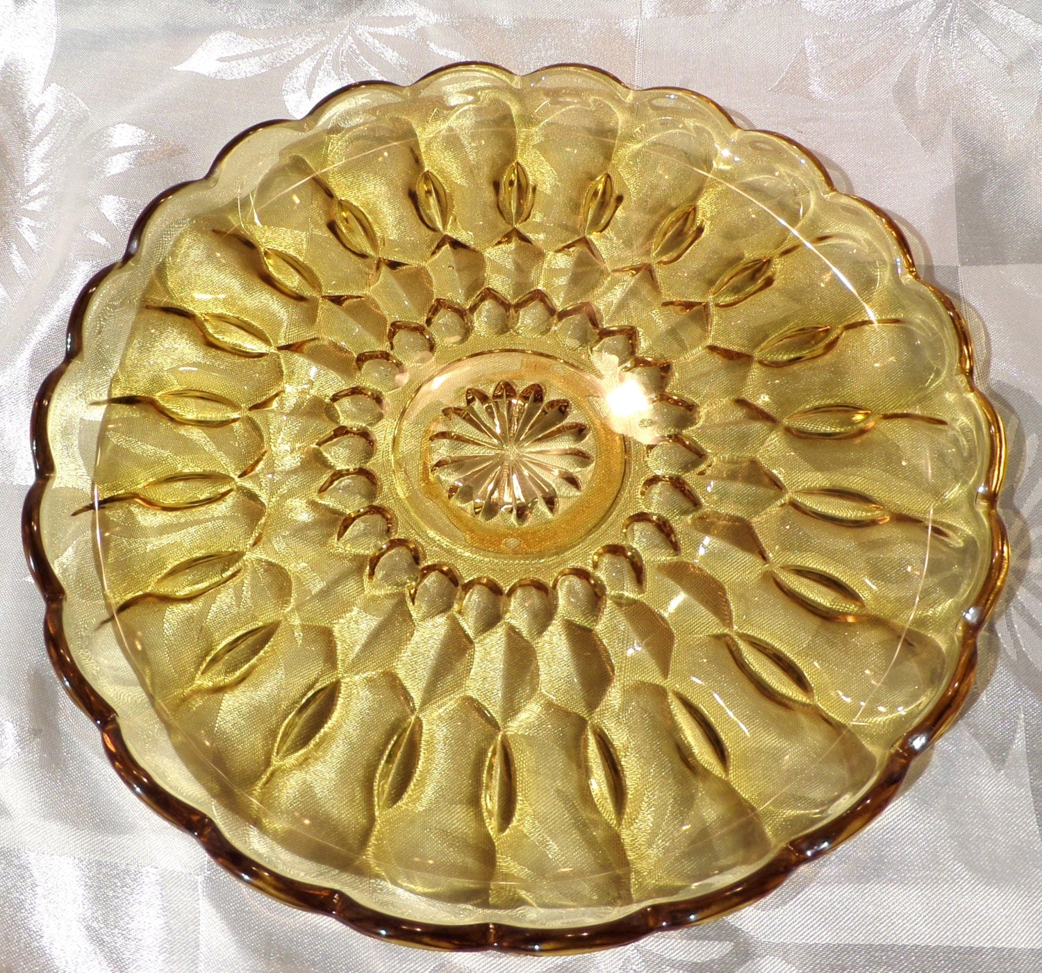 Vintage Amber Glass 10 Serving Plate Tray